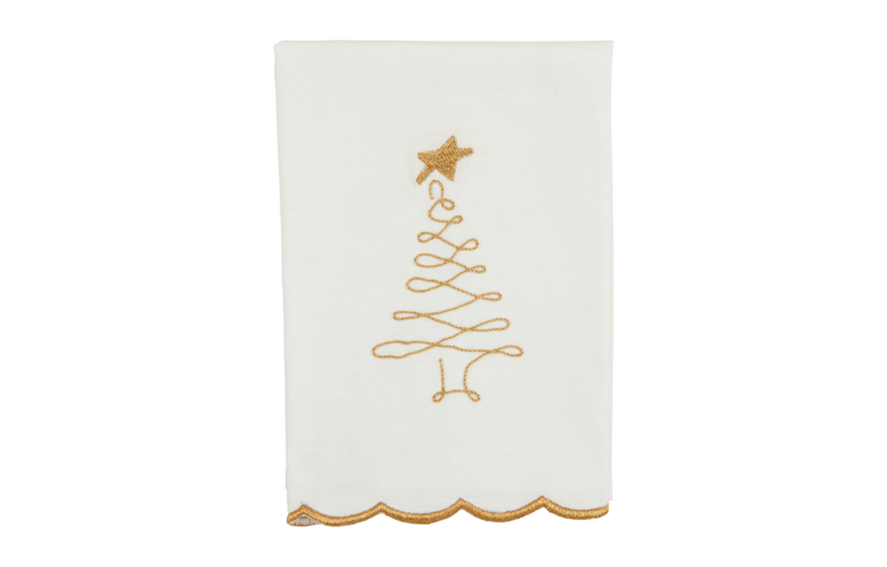 Gold Tree Scalloped Hand Towel