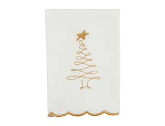 Gold Tree Scalloped Hand Towel