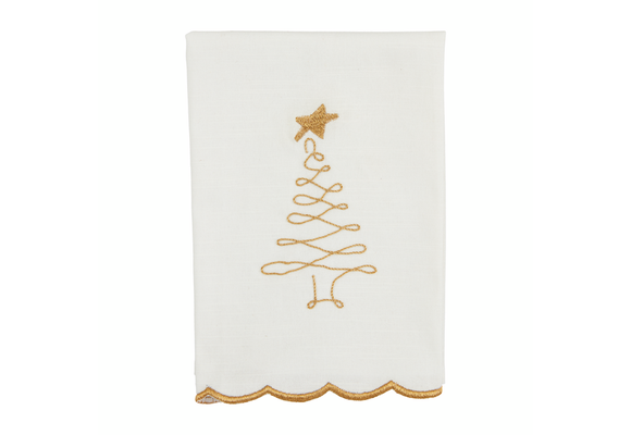 Gold Tree Scalloped Hand Towel