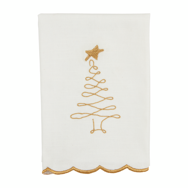 Gold Tree Scalloped Hand Towel