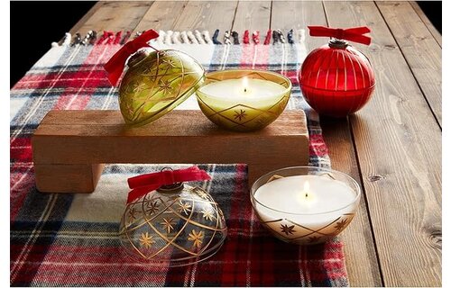 Green Glass Ornament Candles