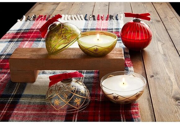 Green Glass Ornament Candles