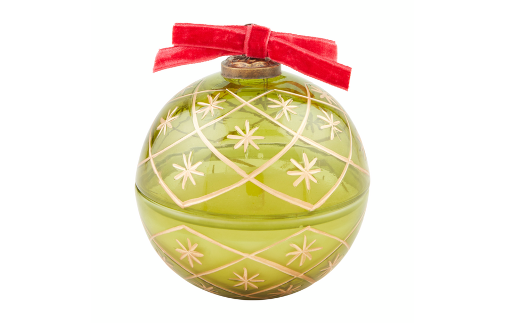 Green Glass Ornament Candles