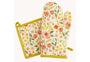 Spring Garden Oven Mitt + Pot holder Set
