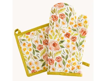Spring Garden Oven Mitt + Pot holder Set