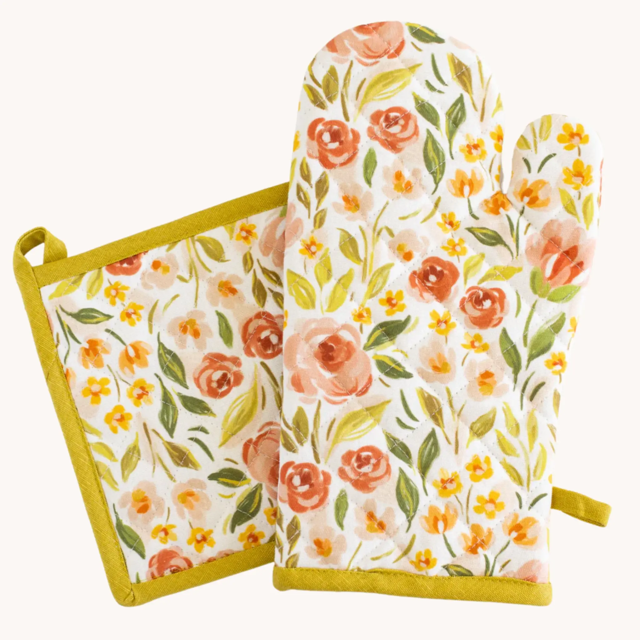 Spring Garden Oven Mitt + Pot holder Set