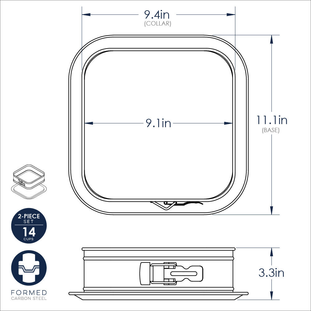 Baking Pan Platinum Springform 9.4" Square