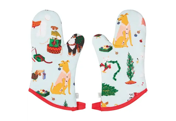 Oven Mitt Set of 2 Holiday Hounds