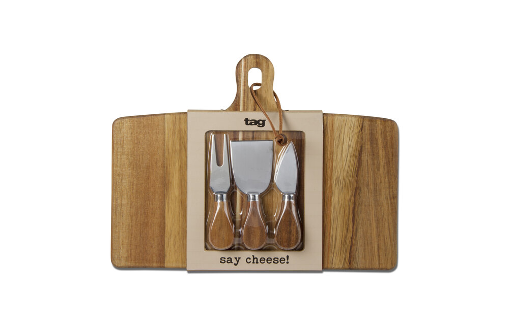Long Acacia Board & Cheese Set