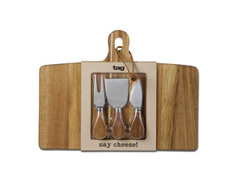 Long Acacia Board & Cheese Set