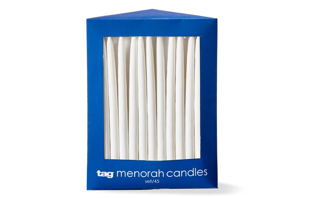 Hanukkah White Taper Candles S/45