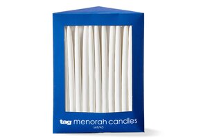 Hanukkah White Taper Candles S/45
