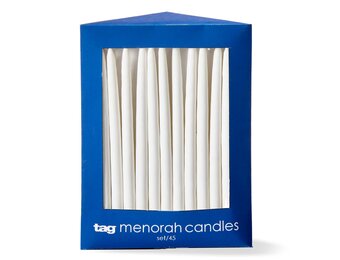 Hanukkah White Taper Candles S/45
