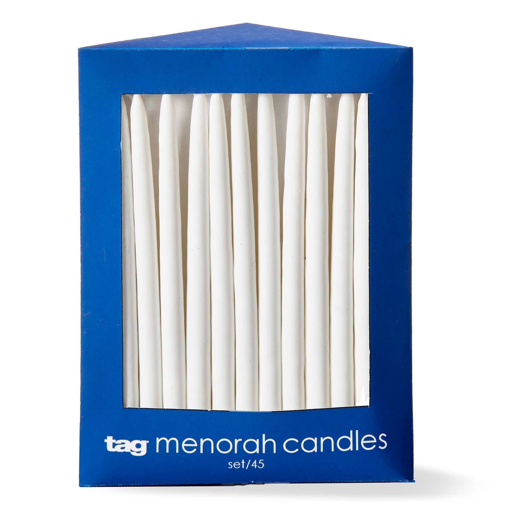 Hanukkah White Taper Candles S/45