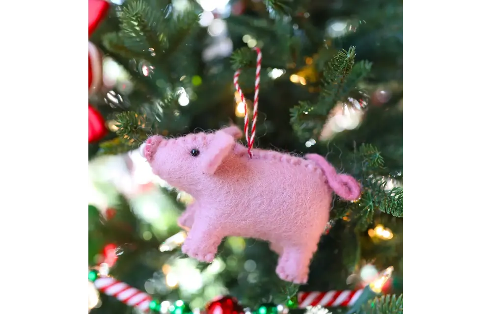 Pig Felt Wool Chirstmas Ornament