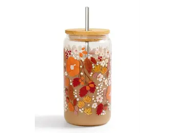 Pumpkin Patch Glass Can