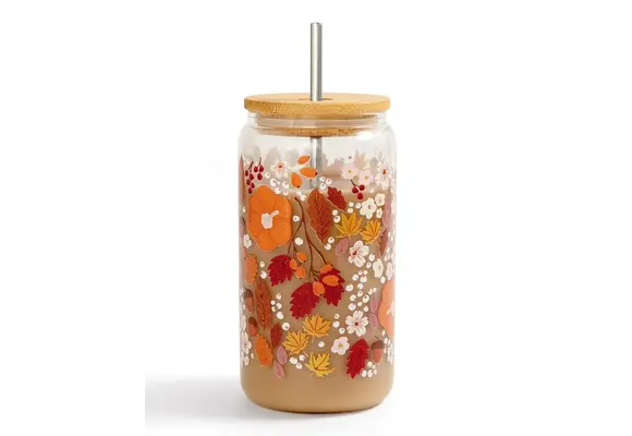 Pumpkin Patch Glass Can