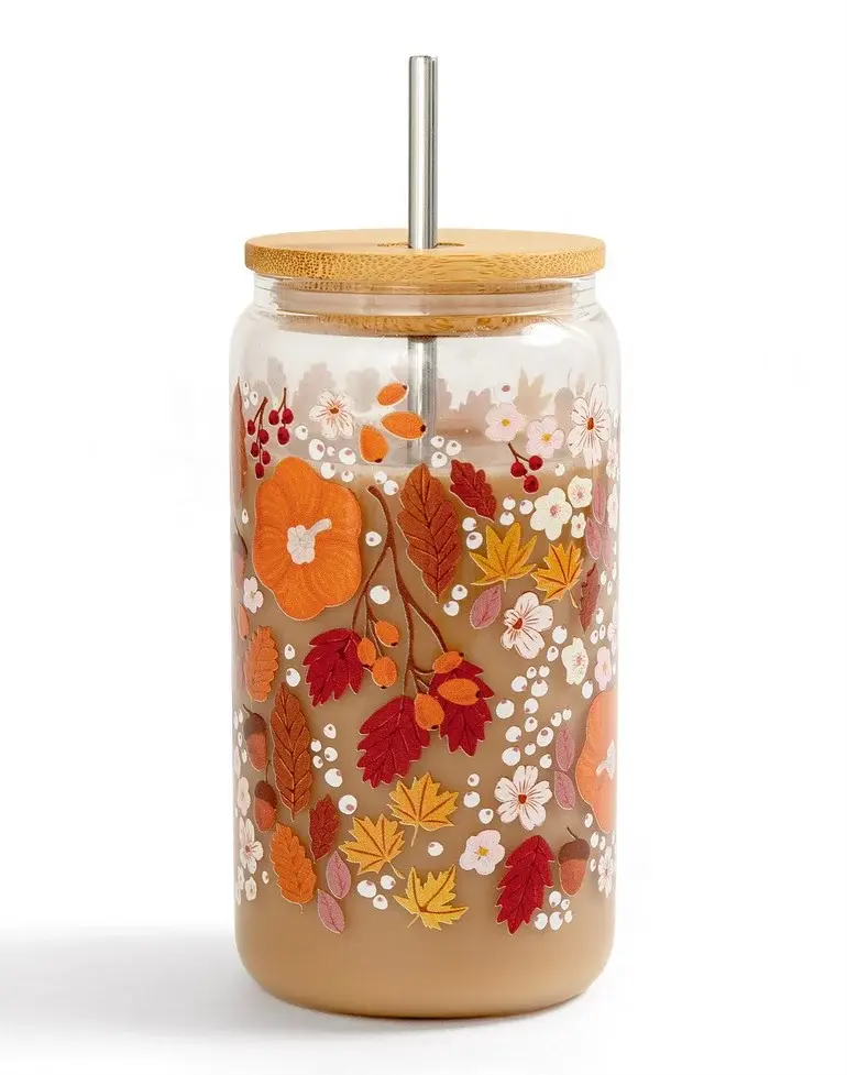 Pumpkin Patch Glass Can