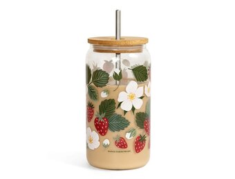 Strawberry Patch Glass Can