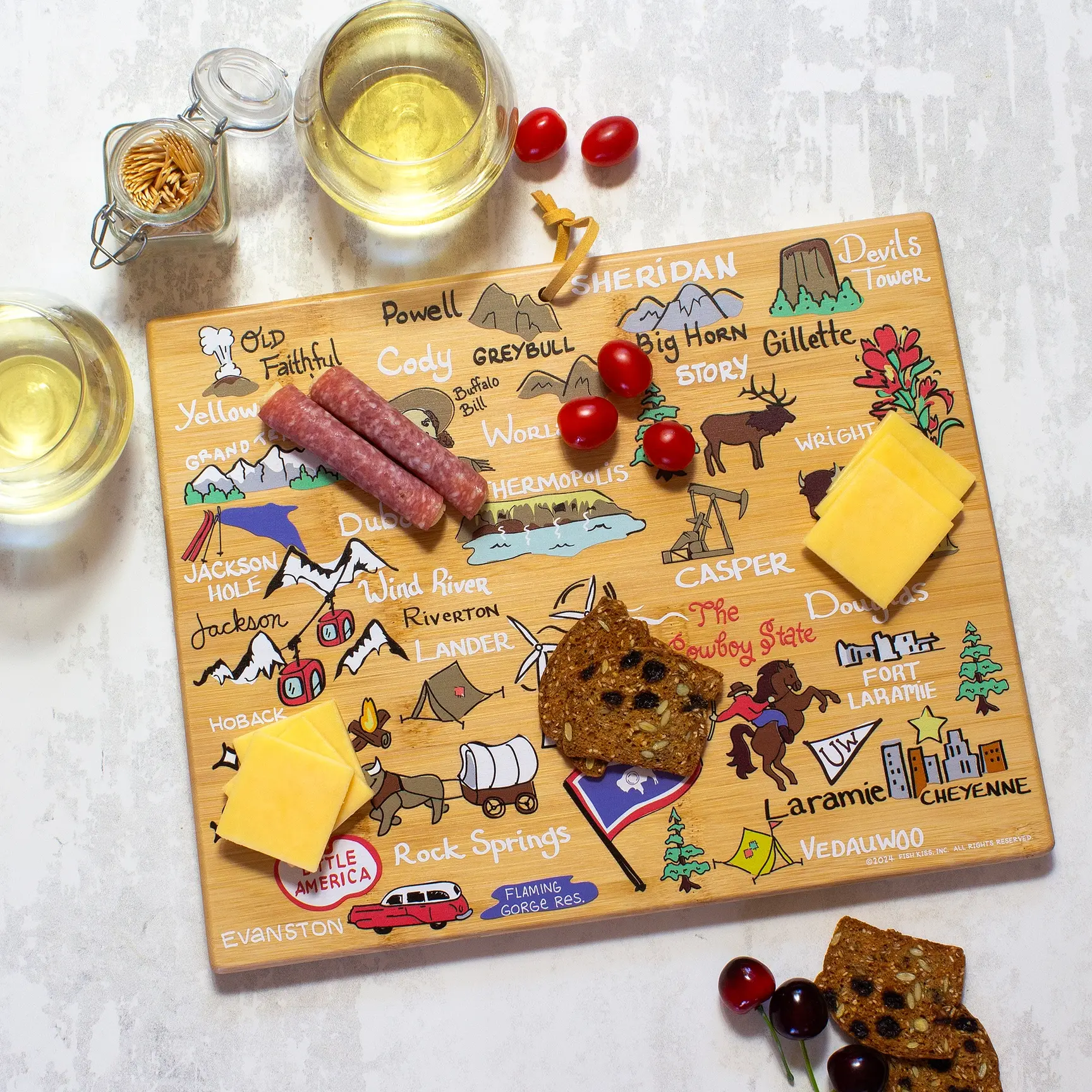 Wyoming Cutting Board with Artwork by Fish Kiss