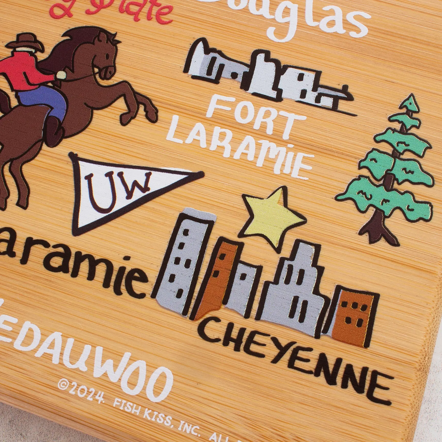 Wyoming Cutting Board with Artwork by Fish Kiss