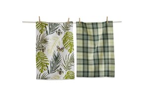 Palm and Butterfly Dishtowel S/2