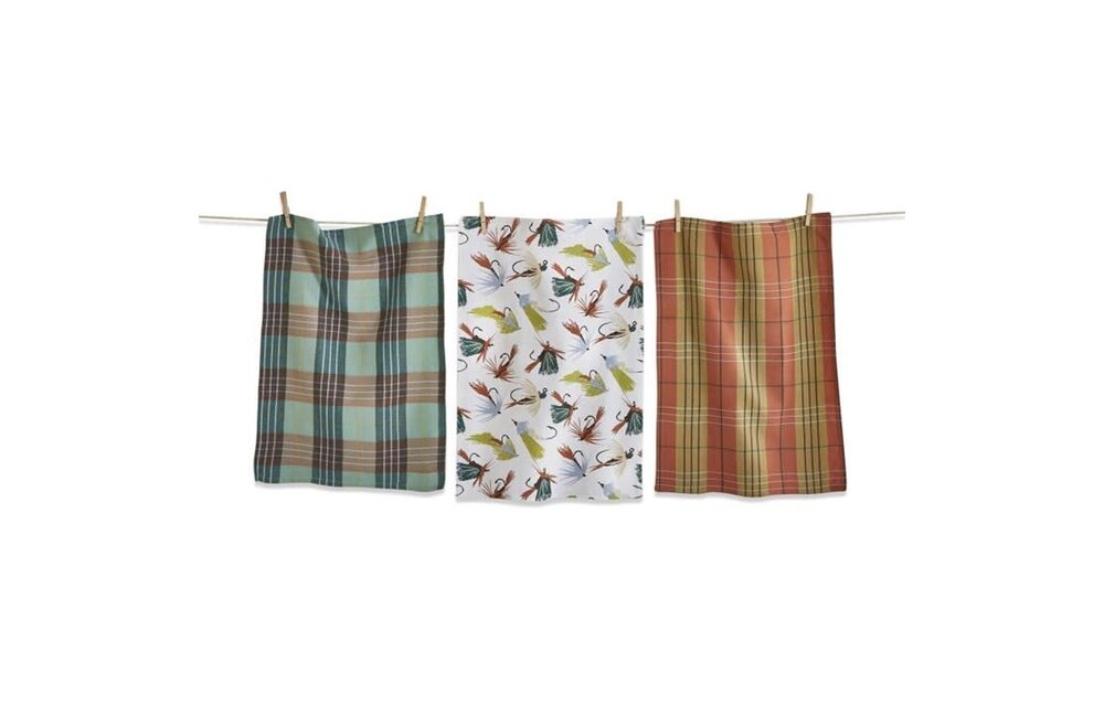 Fishing Flies Dishtowel S/3