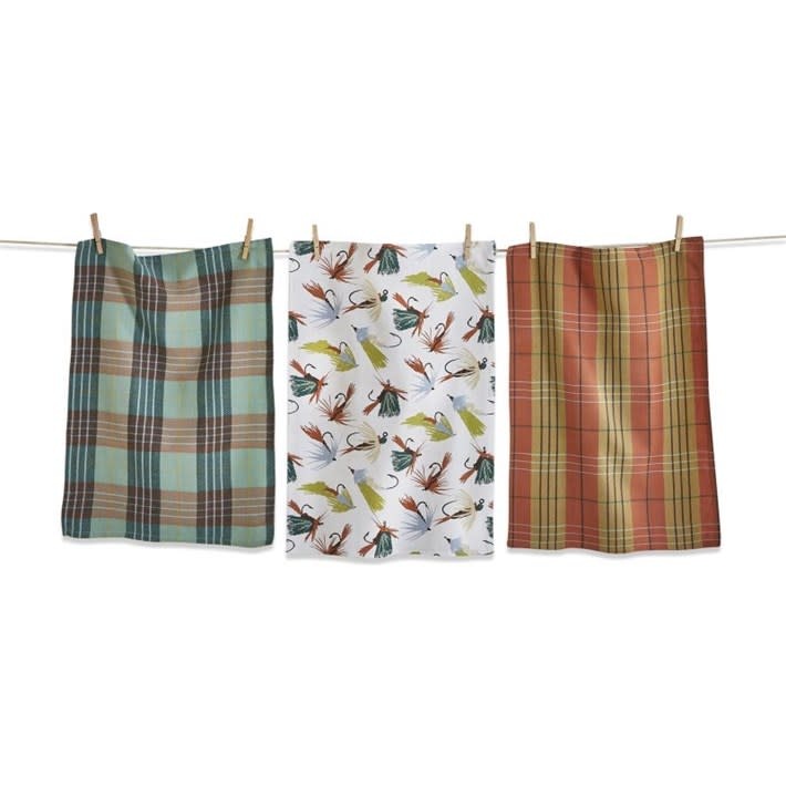 Fishing Flies Dishtowel S/3