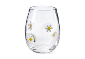 Daisy Flower Stemless Wine Glass