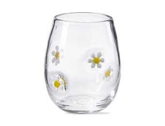 Daisy Flower Stemless Wine Glass