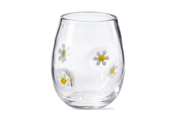 Daisy Flower Stemless Wine Glass