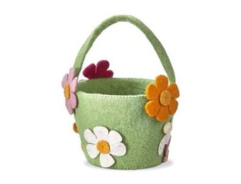 Felt Bunny + Flowers Easter Basket