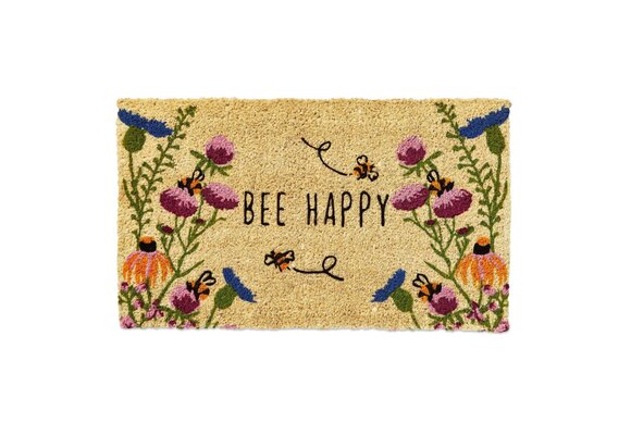 Coir Mat - Bee Happy Wildflower