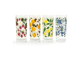 Tall Juice Glass Fruit Print