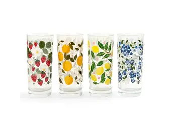 Tall Juice Glass Fruit Print