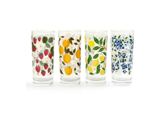 Tall Juice Glass Fruit Print