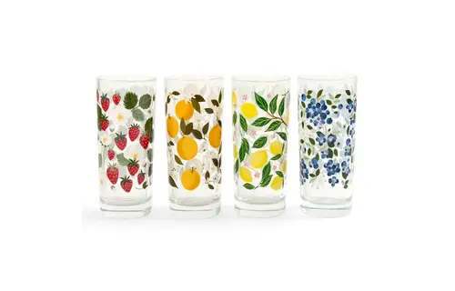 Tall Juice Glass Fruit Print