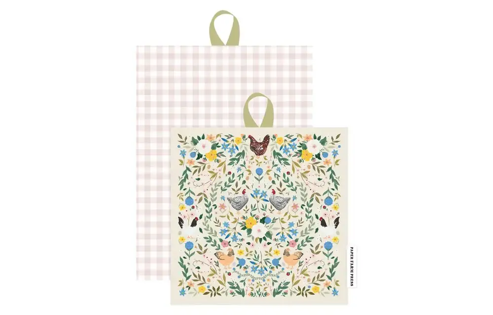 Chickens + Flowers Pot Holder Set