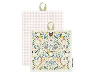 Chickens + Flowers Pot Holder Set