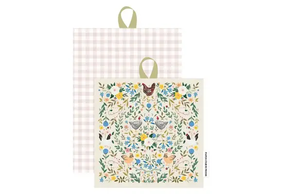 Chickens + Flowers Pot Holder Set