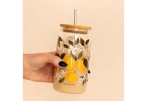 Orange Orchard Glass Can