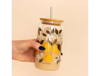 Orange Orchard Glass Can