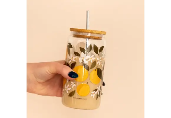 Orange Orchard Glass Can