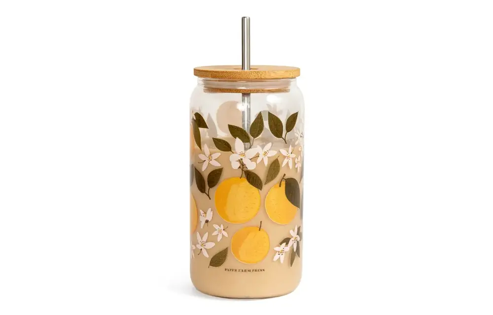 Orange Orchard Glass Can