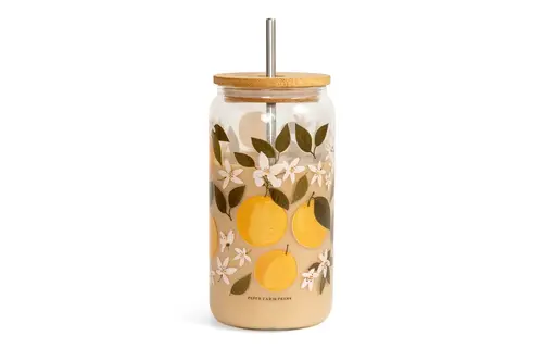 Orange Orchard Glass Can