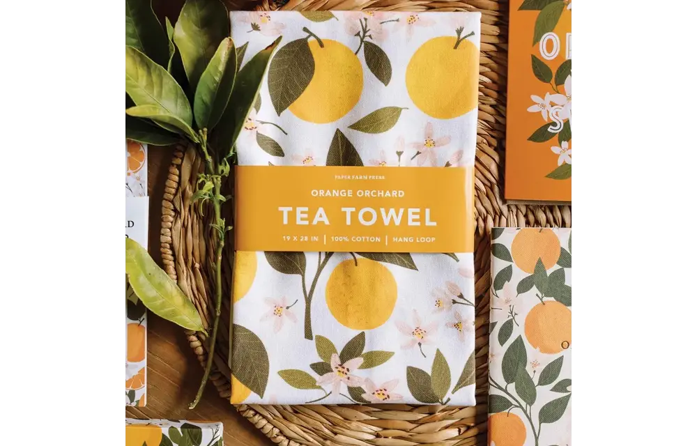 Orange Orchard Tea Towel