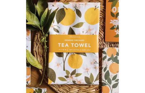 Orange Orchard Tea Towel