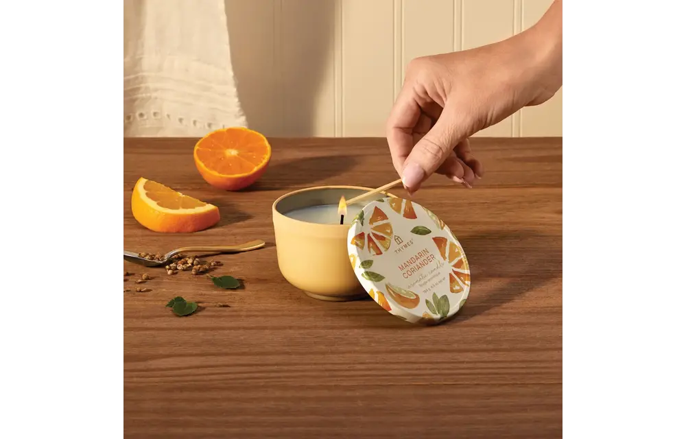 Mandarin Coriander Poured Candle Tin