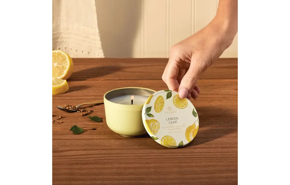 Lemon Leaf Poured Candle Tin
