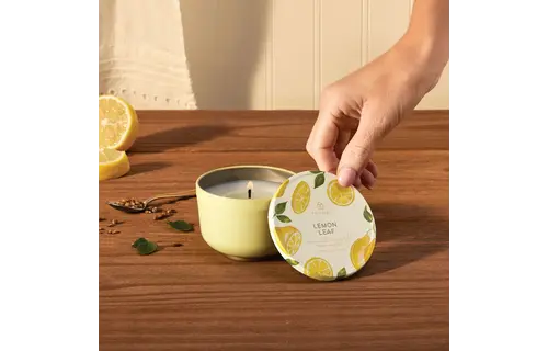 Lemon Leaf Poured Candle Tin